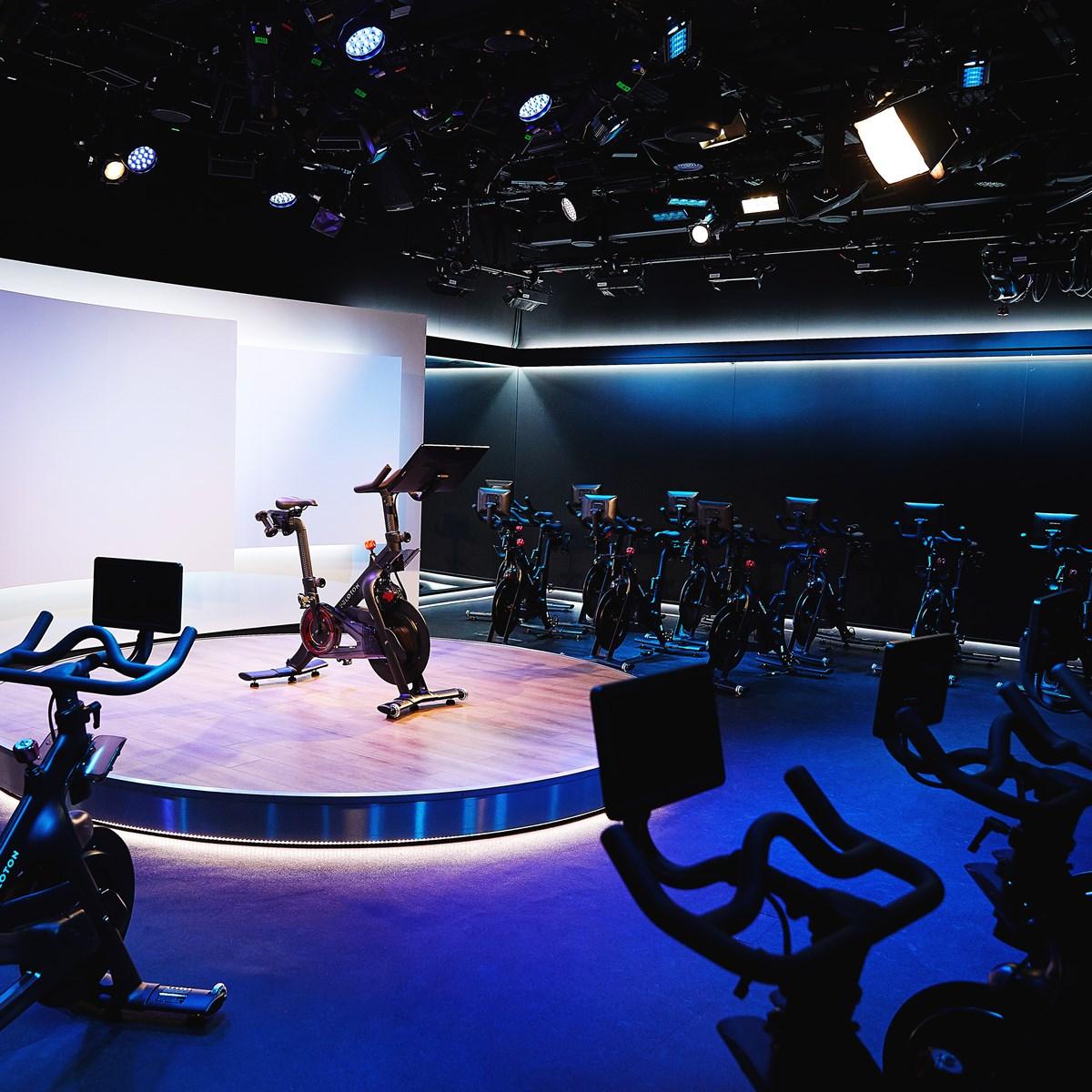 Peloton Studio bikes on set